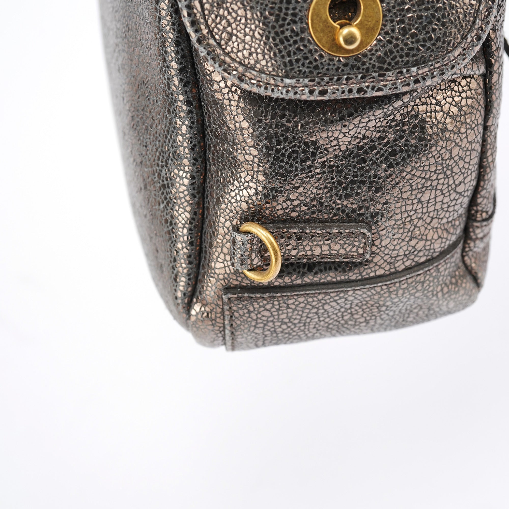 Yves Saint Laurent Metallic Crackled Leather Muse Crossbody Bag