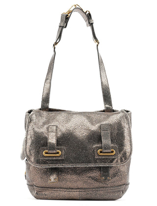 Yves Saint Laurent Metallic Crackled Leather Muse Crossbody Bag