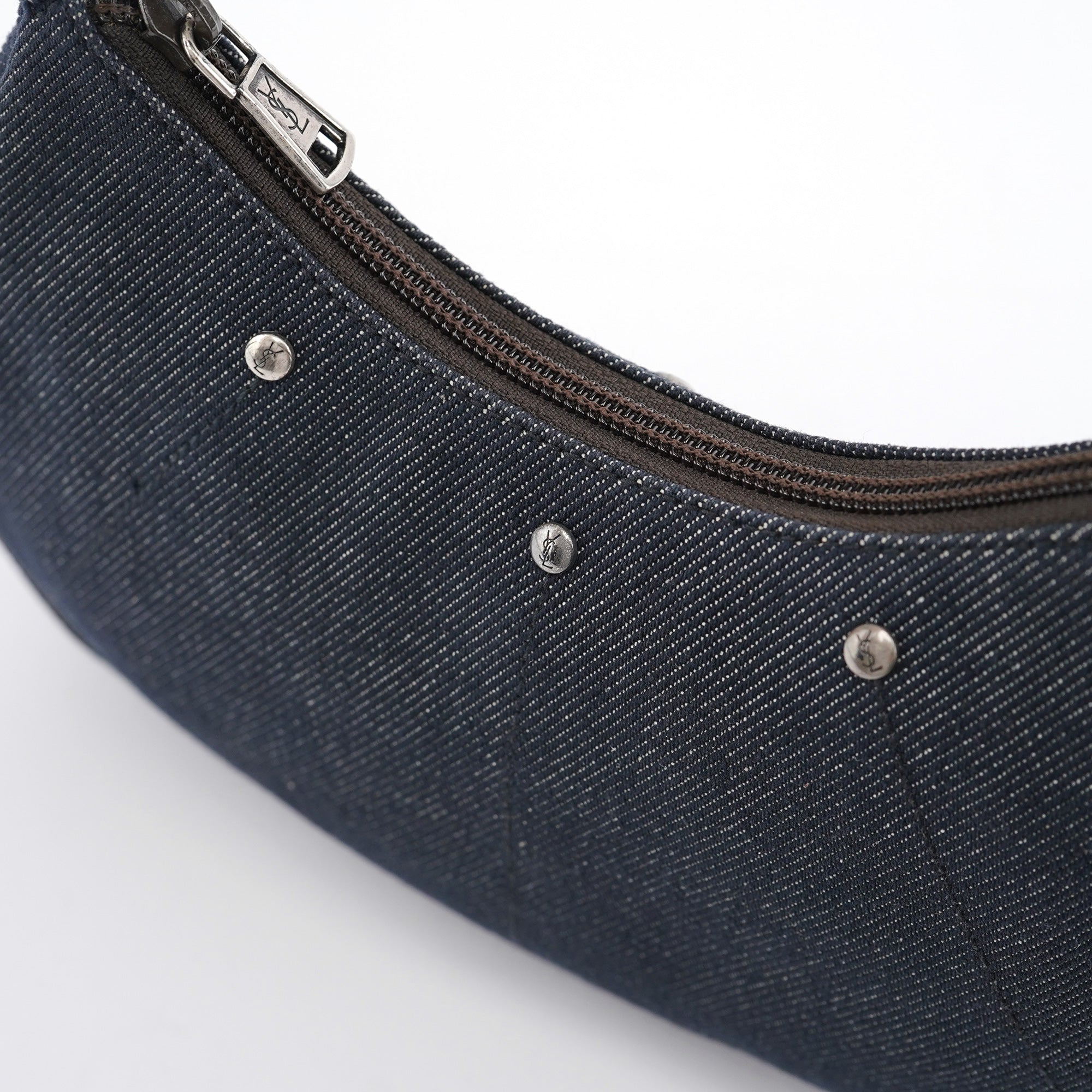 Yves Saint Laurent Navy Denim Mini Hobo Bag