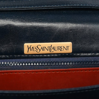 Yves Saint Laurent Navy Leather Buckle Flap Shoulder Bag