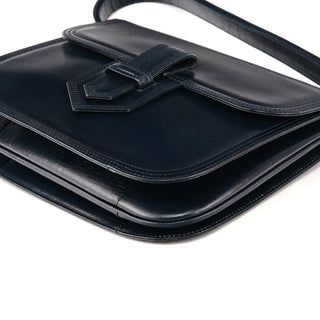 Yves Saint Laurent Navy Leather Buckle Flap Shoulder Bag