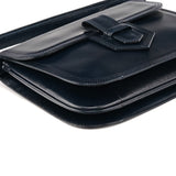 Yves Saint Laurent Navy Leather Buckle Flap Shoulder Bag