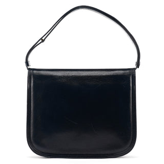 Yves Saint Laurent Navy Leather Buckle Flap Shoulder Bag