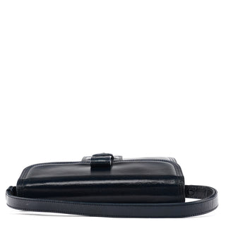 Yves Saint Laurent Navy Leather Buckle Flap Shoulder Bag