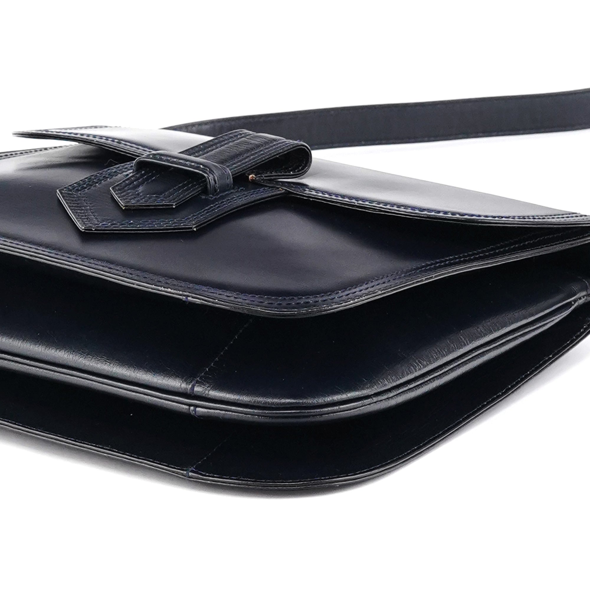 Yves Saint Laurent Navy Leather Shoulder Bag