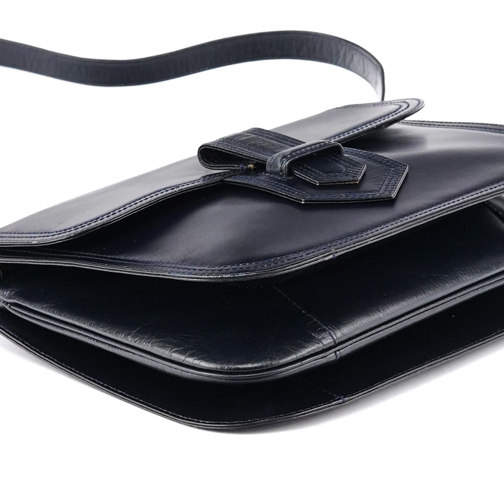 Yves Saint Laurent Navy Leather Shoulder Bag