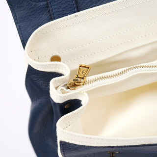 Yves Saint Laurent Navy White Leather Muse Bag