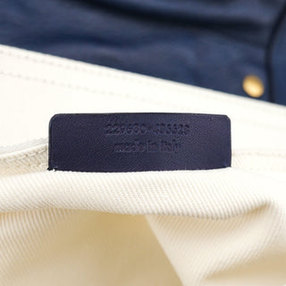 Yves Saint Laurent Navy White Leather Muse Bag