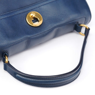 Yves Saint Laurent Navy White Leather Muse Bag