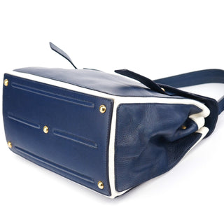 Yves Saint Laurent Navy White Leather Muse Bag