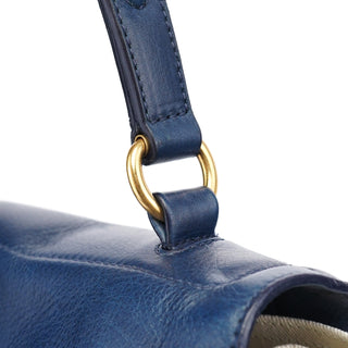 Yves Saint Laurent Navy White Leather Muse Bag