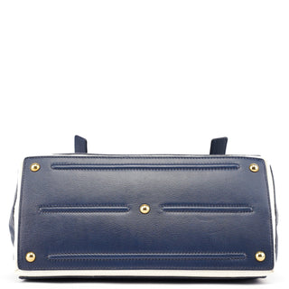 Yves Saint Laurent Navy White Leather Muse Bag