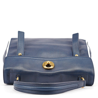 Yves Saint Laurent Navy White Leather Muse Bag