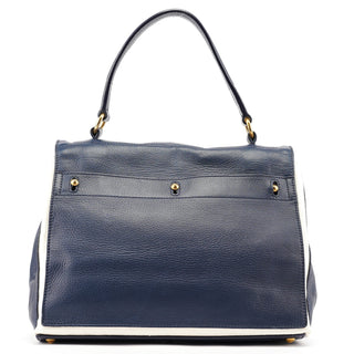 Yves Saint Laurent Navy White Leather Muse Bag