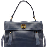 Yves Saint Laurent Navy White Leather Muse Bag