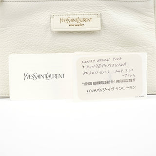 Yves Saint Laurent Off White Leather Bow Tote Bag