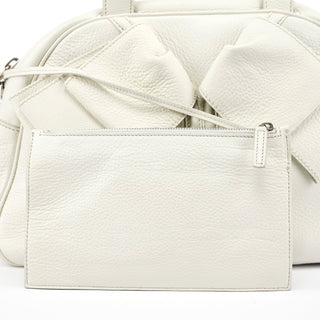 Yves Saint Laurent Off White Leather Bow Tote Bag