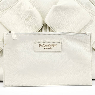 Yves Saint Laurent Off White Leather Bow Tote Bag