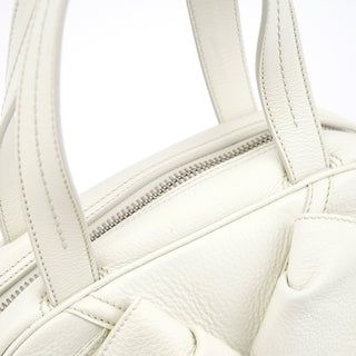 Yves Saint Laurent Off White Leather Bow Tote Bag