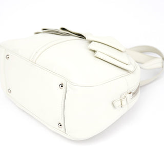 Yves Saint Laurent Off White Leather Bow Tote Bag