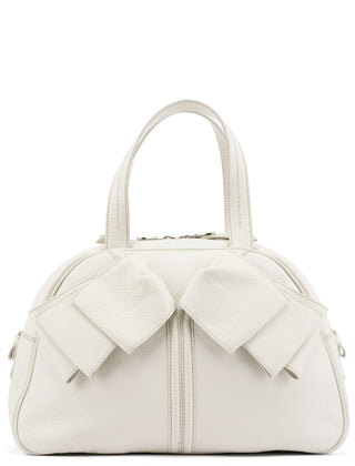 Yves Saint Laurent Off White Leather Bow Tote Bag