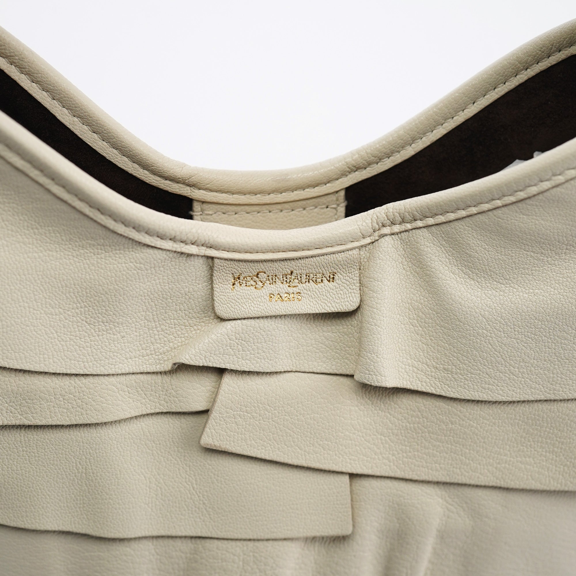 Yves Saint Laurent Off White Leather Saint Tropez Shoulder Bag