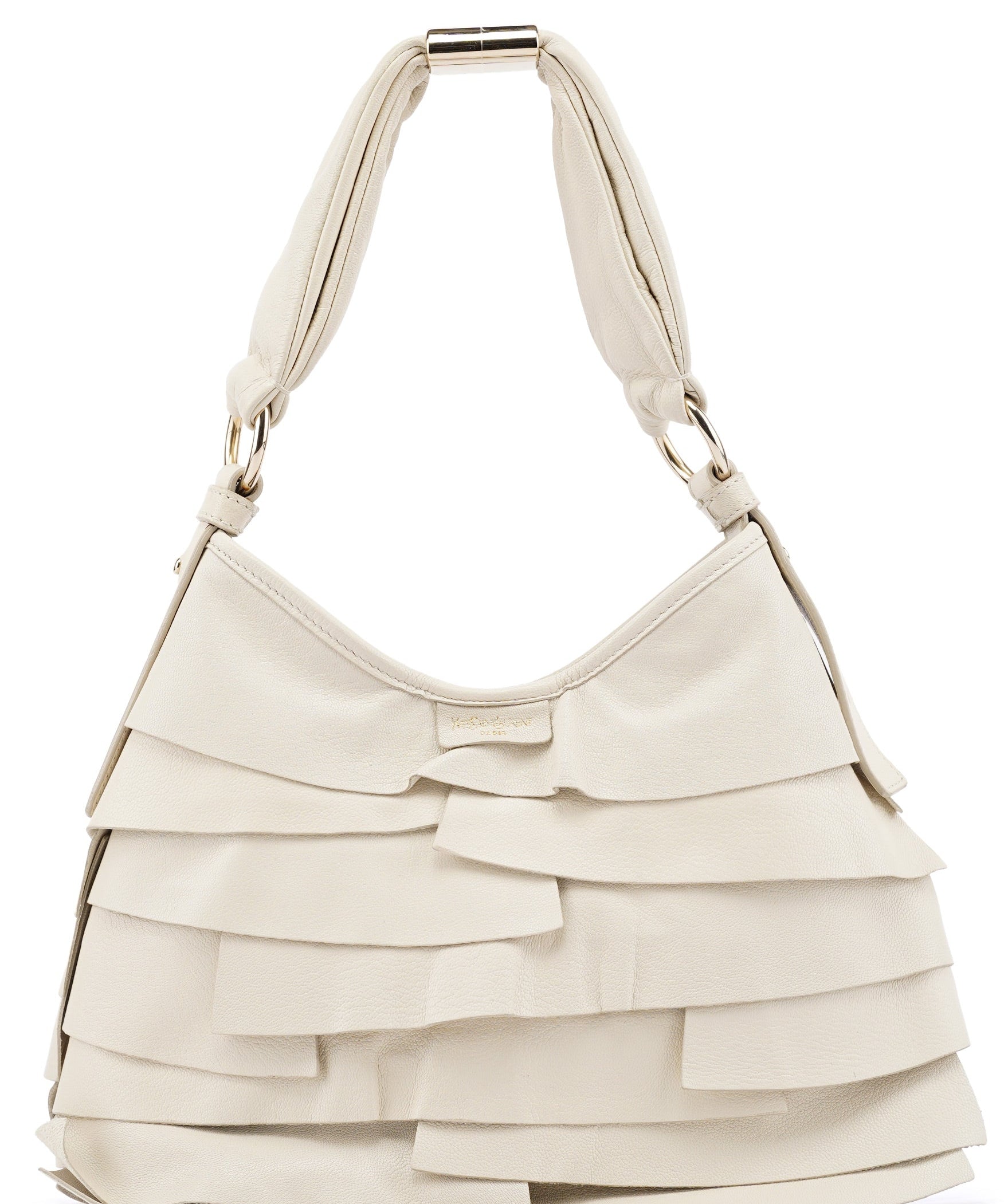 Yves Saint Laurent Off White Leather Saint Tropez Shoulder Bag