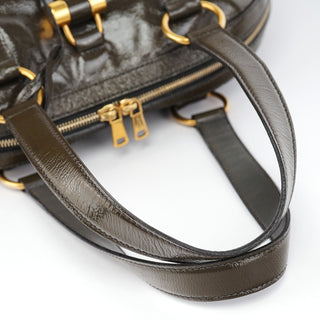 Yves Saint Laurent Olive Green Patent Leather Muse Bag