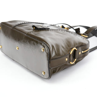 Yves Saint Laurent Olive Green Patent Leather Muse Bag