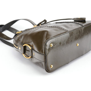 Yves Saint Laurent Olive Green Patent Leather Muse Bag