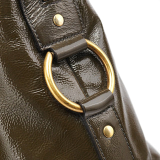 Yves Saint Laurent Olive Green Patent Leather Muse Bag