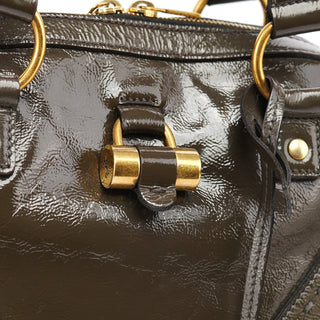 Yves Saint Laurent Olive Green Patent Leather Muse Bag