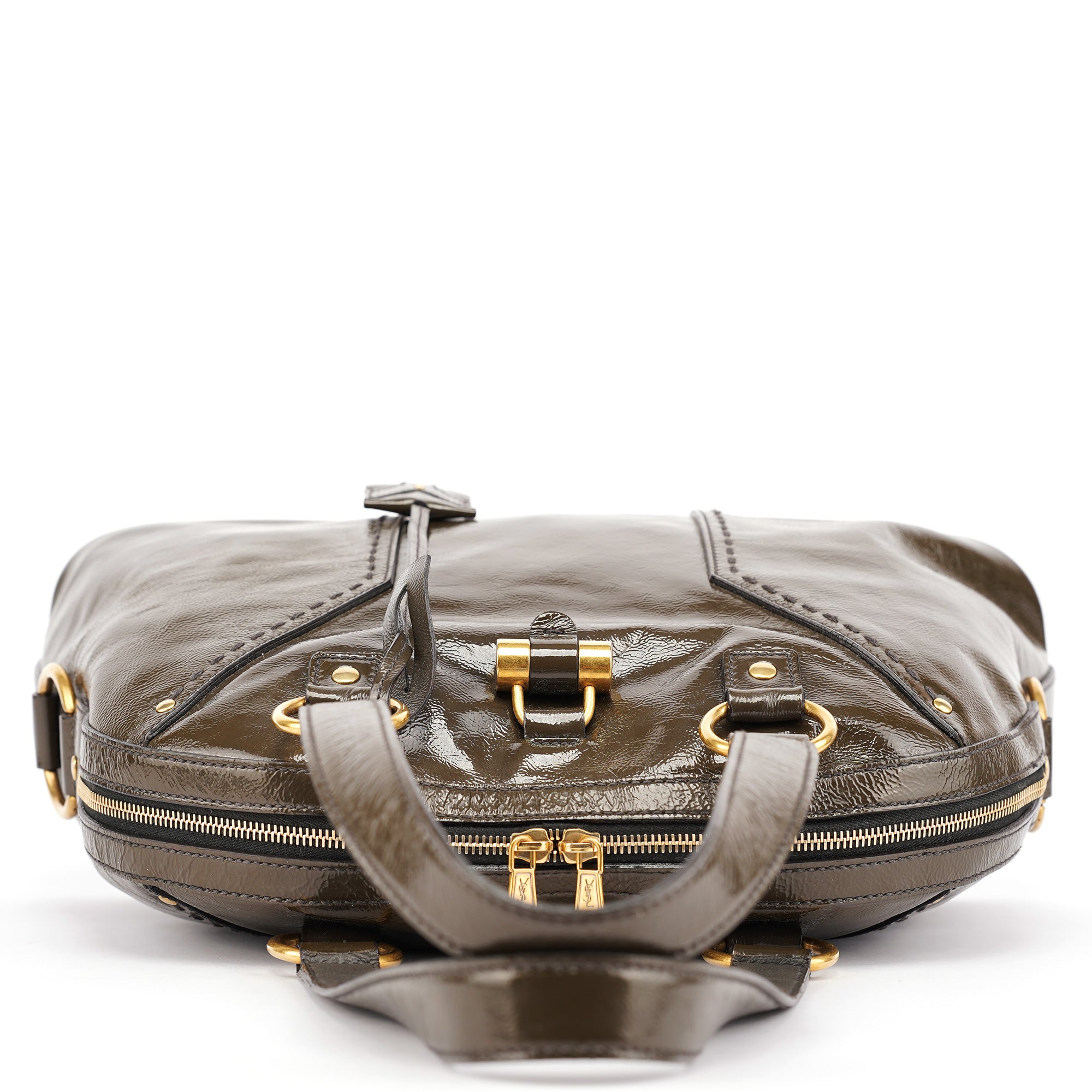 Yves Saint Laurent Olive Green Patent Leather Muse Bag
