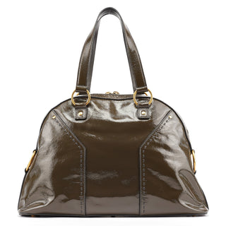 Yves Saint Laurent Olive Green Patent Leather Muse Bag