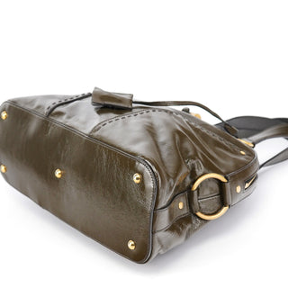 Yves Saint Laurent Olive Green Patent Leather Muse Tote Bag
