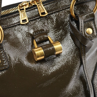 Yves Saint Laurent Olive Green Patent Leather Muse Tote Bag