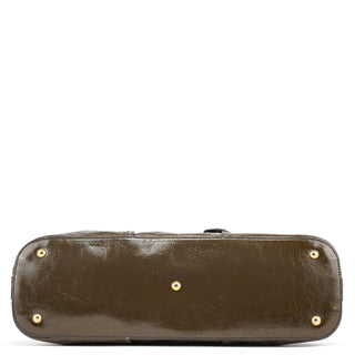 Yves Saint Laurent Olive Green Patent Leather Muse Tote Bag
