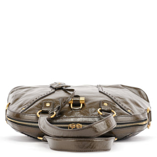 Yves Saint Laurent Olive Green Patent Leather Muse Tote Bag