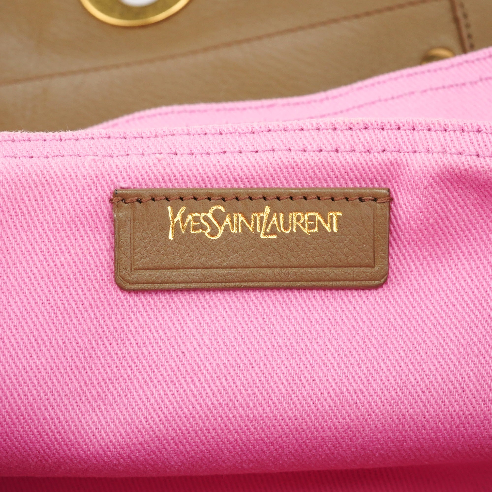 Yves Saint Laurent Muse Two 2-Way Tasche aus Leder in Oliv und Rosa
