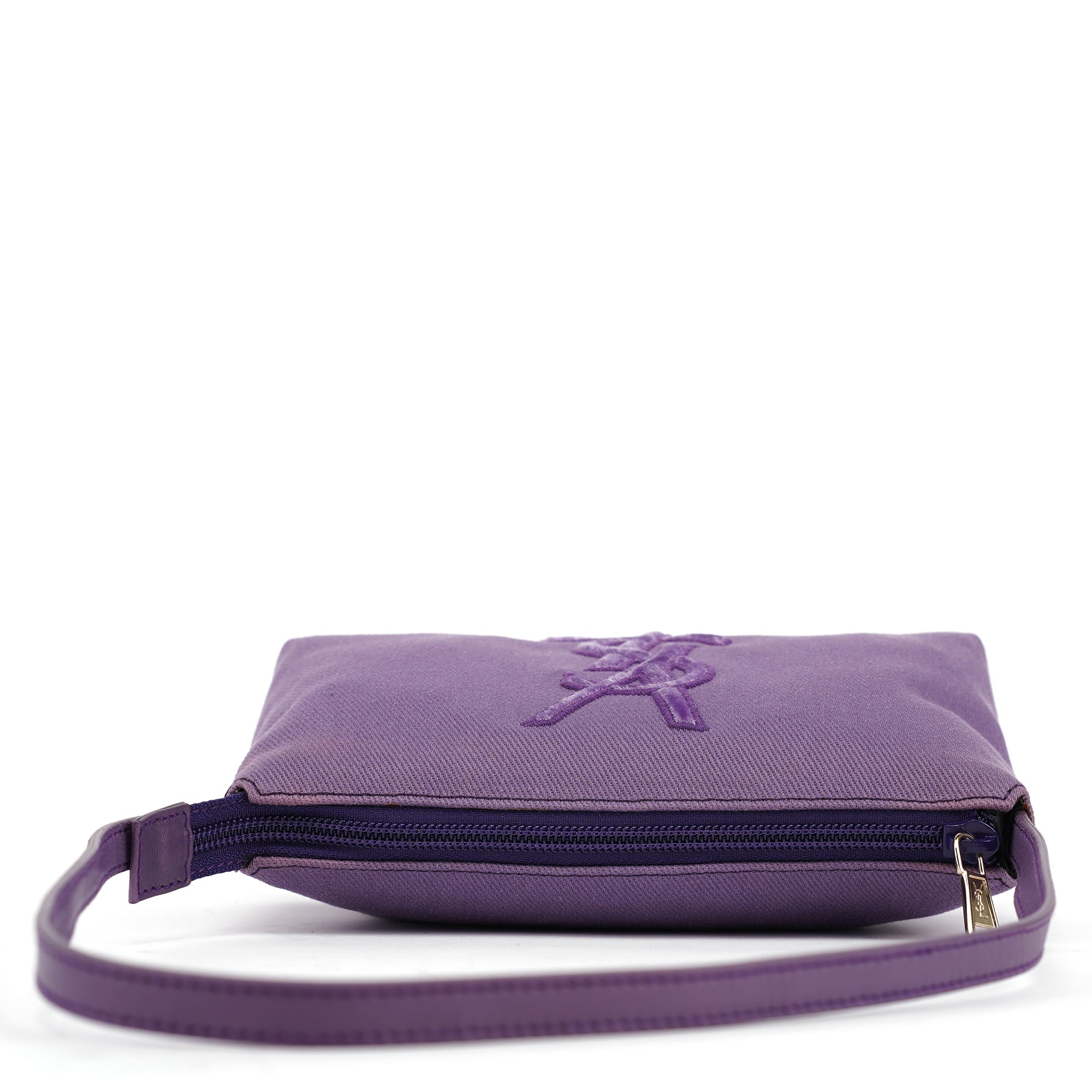 Yves Saint Laurent Sac porté épaule YSL en toile violette
