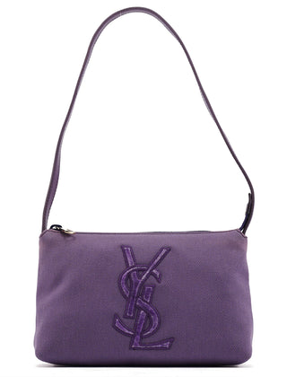 Yves Saint Laurent Purple Canvas YSL Shoulder Bag