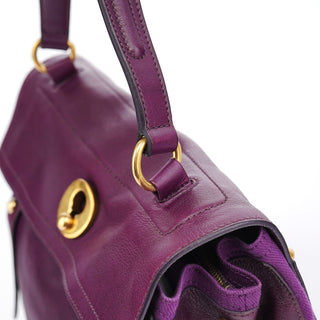 Yves Saint Laurent Purple Leather Muse Two Top Handle Bag