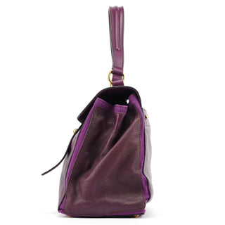 Yves Saint Laurent Purple Leather Muse Two Top Handle Bag