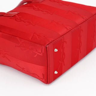 Yves Saint Laurent Red Satin YSL Monogram Tote Bag
