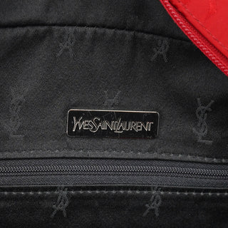 Yves Saint Laurent Red Satin YSL Monogram Tote Bag