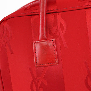 Yves Saint Laurent Red Satin YSL Monogram Tote Bag