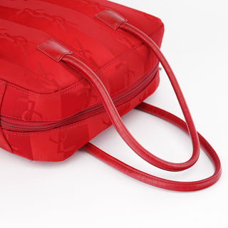 Yves Saint Laurent Red Satin YSL Monogram Tote Bag