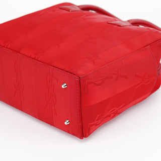 Yves Saint Laurent Red Satin YSL Monogram Tote Bag