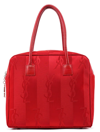 Yves Saint Laurent Red Satin YSL Monogram Tote Bag