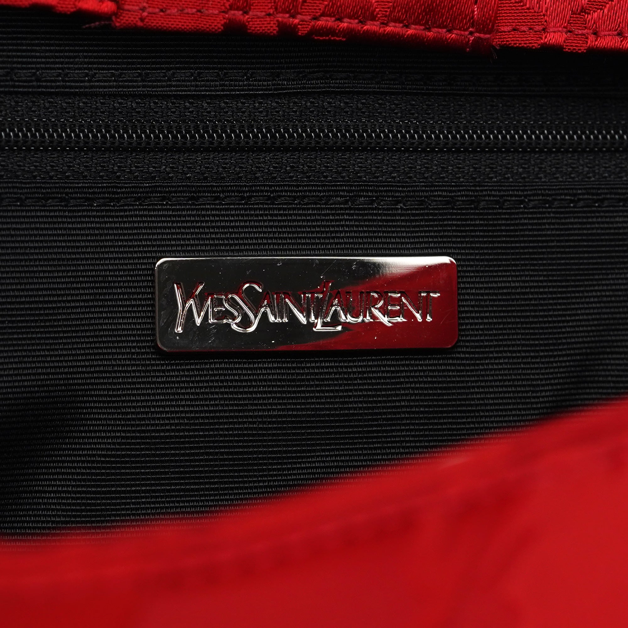 Yves Saint Laurent Red Satin YSL Tote Bag
